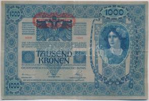 1902. 1000K piros "Deutschösterreich" felülbélyegzéssel és hamis "BEREG 20 ARTIL COLO...