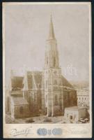 cca 1900 Kolozsvár, Szent Mihály-templom, keményhátú fotó törésnyommal, 16x10,5 cm