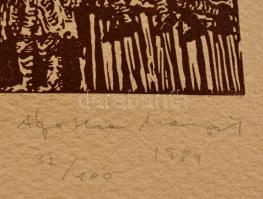 Ágotha Margit (1938-2015 ):  Intermediumok III. Fölvonulás. Litográfia (32/100), merített papír, jel...