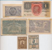 Románia 1915. 2L + 1917. 25b + 50b + 1920. 1L felülbélyegzéssel + Német megszállás 1917. 50b + Magya...