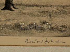 Zádor István (1882-1963):  Aratás után. Litográfia, papír, jelzett, 25×35 cm