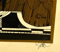 Szász Endre (1926-2003): Női fej. Szitanyomat (18/100), papír, jelzett, apró kis foltokkall, üvegeze...