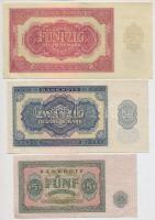 NDK 1955. 5M + 20M + 50M T:II-,III szép papír
GDR 1955. 5 Mark + 20 Mark + 50 Mark C:VF,F nice pape...