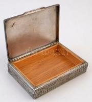 Alpakka doboz, fa betéttel, 9×13,5 cm
