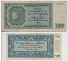 Német 3. Birodalom / Cseh-Morva Protektorátus 1940. 100K + 1942. 1000K T:III,III-
German Third Reic...