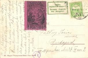 Gödöllő, vasútállomás és Démusz János MÁV étterme + 1915 Katonák Karácsonyára 10 fillér bélyeg