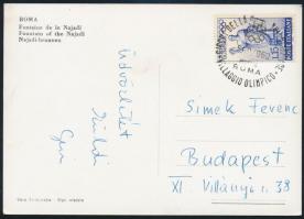 1960 Kulcsár Gergely olimpia bronzérmes gerelyhajító hazaküldött aláírt képeslapja a Római olimpiáról