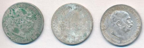 Ausztria 1893. 1K Ag "Ferenc József" (2x) + 1915. 1K Ag "Ferenc József" T:2-,3 s...