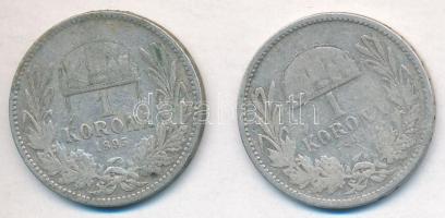 1893KB-1895KB 1K Ag "Ferenc József" (2x) T:2-,3 szennyeződés