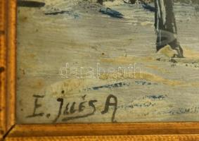 Illés jelzéssel: Téli tanya. Olaj, karton, üvegezett keretben, 12×17 cm