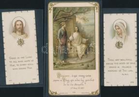 6 db litho szentkép dombornyomott, aranyozott, közte egy bakelit, jó állapotban