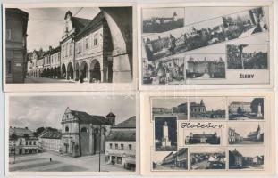 7 db RÉGI csehszlovák városképes lap / 7 pre-1945 Czechslovakian town-view postcards (Stary Jicín, Trebon, Turnov, Holesov, Zleby, Hradec Králové)