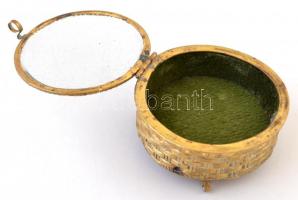 Aranyozott ékszertartó szelence, d: 6 cm, m: 3 cm