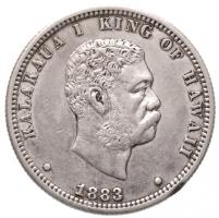 Hawaii 1883. 1/4$ Ag I. Kalakaua (6,22g) T:2,2- ph. Hawaii 1883. 1/4 Dollar Ag Kalakaua I (6,22g) C:XF,VF edge error Krause KM#5