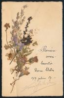 1917 Első világháborús román-orosz harctéri emlék, Dorna-Watra (Dornavátra, Vatra-Dornei), alírással, 14x9 cm./ 1917 First World War Memory, Dorna-Watra (Dornavátra, Vatra-Dornei), with signature, 14x9 cm.