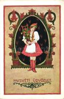 Húsvéti üdvözlet. Rigler József Ede 305. kiadása / Easter greeting art postcard (EK)