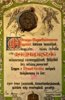 1922 Országos Magyar Hadimúzeum Egyesület Nemzeti Ereklye sorszámozott, névre szóló. Nagy-Magyarorsz...