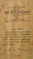 1922 Országos Magyar Hadimúzeum Egyesület Nemzeti Ereklye sorszámozott, névre szóló. Nagy-Magyarorsz...