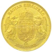 1910KB 10K Au "Ferenc József" (3,42g/0.900) T:2 Hungary 1910KB 10 Corona "Franz Josep...
