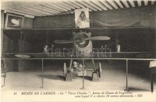 SPAD S.VII, Le Vieux Charles - Avion de Chasse de Guynemer avec lequel il a abattu 19 avions allemands; Musée de Larmée / WWI biplane fighter aircraft, military museum interior (from postcard booklet)