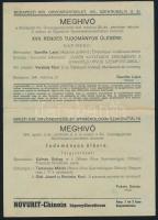 1941 Bp., A Budapesti Kir. Orvosegyesület tudományos ülésre, a meghívón a Chinoin reklámjával