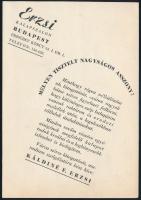 cca 1930-1940 Bp. Erzsébet körút, Erzsi Kalapszalon reklámlevele