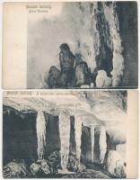 Menyháza, Moneasa - 2 db RÉGI képeslap; Meziádi barlang, belső, Mater Dolorosa / 2 pre-1945 postcards, cave interior