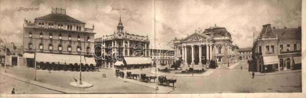 Nagyvárad, Oradea; Bémer tér, Pannónia szálloda, Frankl Róza üzlete, építkezés / square, hotel, shop, construction, panoramacard