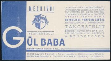 1938 Bp., Meghívó a MOVE Rákosszentmihályi Athletikai Football Club jótékony célú színi előadására és táncestélyére