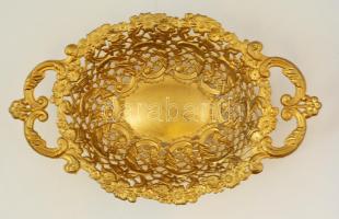 Díszes áttört spiáter kínáló, festett, kis kopásokkal, 34×21×7 cm