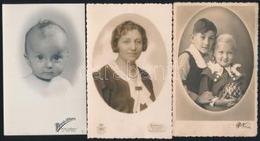 cca 1920 10 db műtermi portréfotó, 14x9,5 cm