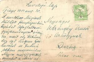 1912 Szinye, Svinia; kastély park uraságokkal, Szinyei Merse Zsigmond levele / castle park with nobl...