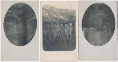 1917 Kras, Carso, Karst, Karszt-fennsík; K.u.K. 76. Freiherr von Salis-Soglio gyalogezred katonái a Karszt-hegységben / K.u.K. Infanterieregiment Frh. von Salis-Soglio Nr. 76. / K.u.K. soldiers - 3 db eredeti fotó képeslap / 3 photo postcards