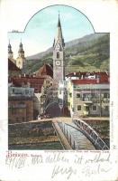 Bressanone, Brixen (Südtirol); Adlerbrückengasse, Dom, Weissem Turm / bridge street, cathedral, tower