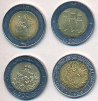 San Marino 1986R  500L Al-Br-Acél "Technológiai fejlődés forradalma" + 1987R 500L Al-Br-Acél "A pénzverés folytatásának 15 éves évfordulója" + 1988R 500L Al-Br-Acél  "Erődítmények" + 1992R 500L Al-Br-Acél "Kolombusz" T:2 San Marino 1986R 500 Lire Al-Br-Steel "Revolution of Technology" + 1987R 500 Lire Al-Br-Steel "15th Anniversary - Resumption of Coinage" + 1988R 500 Lire Al-Br-Steel "Fortifications" + 1992R 500 Lire Al-Br-Steel "Colombus" C:XF  Krause KM#195, KM#209, KM#226, KM#286