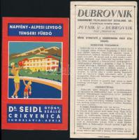 cca 1930-1940 Crikvenica és Dubrovnik, utazási prospektus, egyik képekkel illusztrált / tourist guide