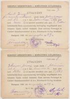 1921 Bp., Budapest Székesfőváros I. kerületének elöljárósága által kiállított szeszutalvány, 3 db
