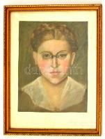 Fritzi Kuntschak (?-?): Johanna Lippert mit 14 Jahren 1918. Olaj, vászon, jelzett, üvegezett keretben, 31×24 cm