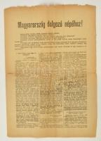 cca 1909 A magyarországi szociáldemokrata párt kiáltványa Magyarország dolgozó népéhez, sok szakadással