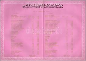 cca 1980 Andaluzia budapesti spanyol étterem étlapja, 29,5x21 cm
