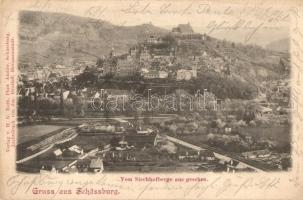 Segesvár, Schässburg, Sighisoara; Vom Siechhofberge. Lichtdruck von Jos. Drotleff (Rb)