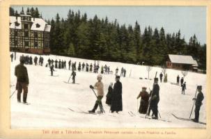 Tátra, Téli élet. Friedrich főherceg a családjával síelés közben. Feitzinger Ede No. 14. W / skiing Erzherzog Friedrich with his family (EM)