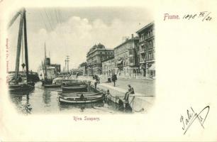 1898 Fiume, Riva Szapáry / port, steamship, boats, quay (EK)