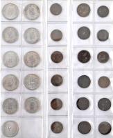 Barna műbör "MÜNZ-ALBUM" benne 138db vegyes magyar és külföldi fémpénz 10 berakólapon, has...