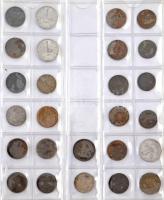 Barna műbör "MÜNZ-ALBUM" benne 138db vegyes magyar és külföldi fémpénz 10 berakólapon, has...