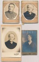 cca 1926-1940 Borbély János (?-?) hadbíró és felesége, 4 db fotó kartonra ragasztva, különböző méretben