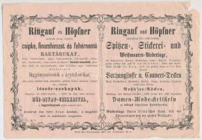1857 Ringauf és Höpfner csipke, finomhimzet és fehérnemű raktárának szórólapja