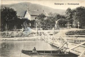 Kovácspatak, Kovacov; Fürdőtelep, fahíd. Groszner B. kiadása / pontoon bridge, spa