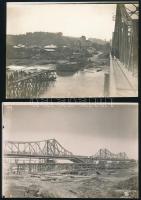 cca 1914-1918 Keleti front, a Dnyeszter hídja, 4 db fotó, hátuljukon feliratozva, katonai pecséttel ...