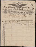 1868 Pozsony, Geyduschek&Blitz alkohol, szesz, likőr stb. gyárának díszes fejléces számlája